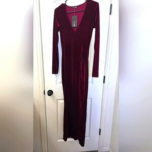 Velvet Dress with High Slit